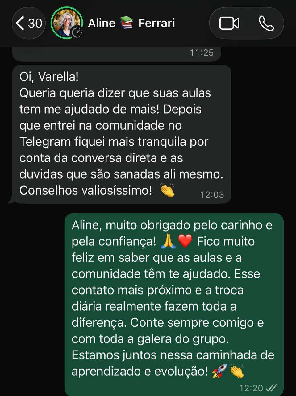 Conversa com o depoimento de Aline Ferrari